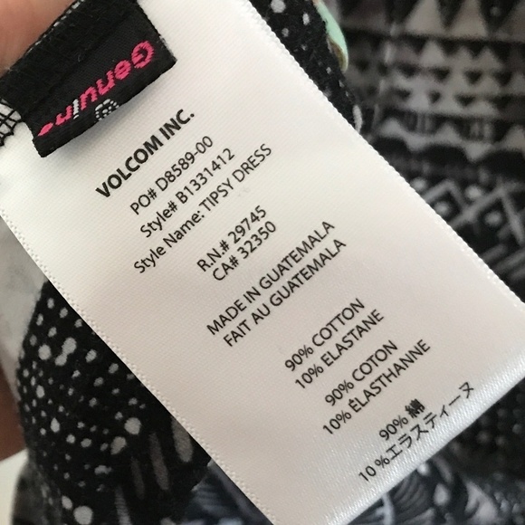 Volcom Mini dress Longsleeve Cutout back Native Skater Black Gray S - Picture 8 of 9